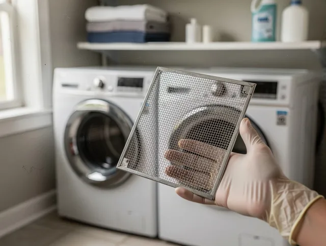 Fountain Valley Dryer Vent Cleaning specialist performing detailed lint trap cleaning service in Fountain Valley
