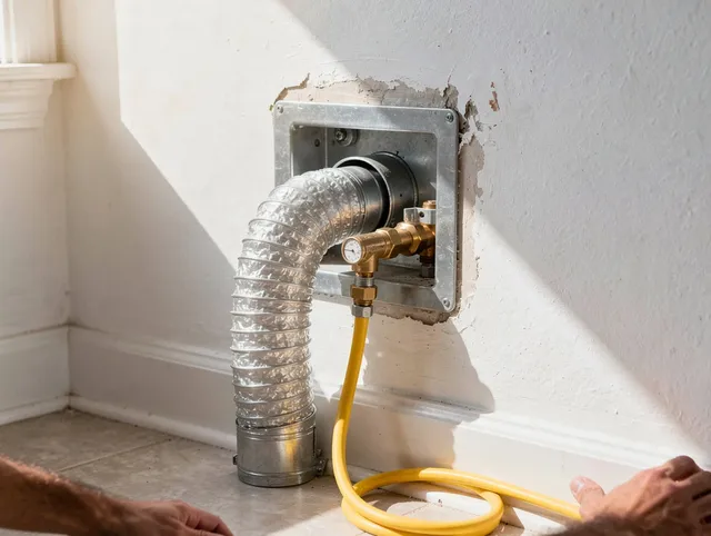 Fountain Valley Dryer Vent Cleaning certified technician performing specialized gas dryer vent cleaning in Fountain Valley